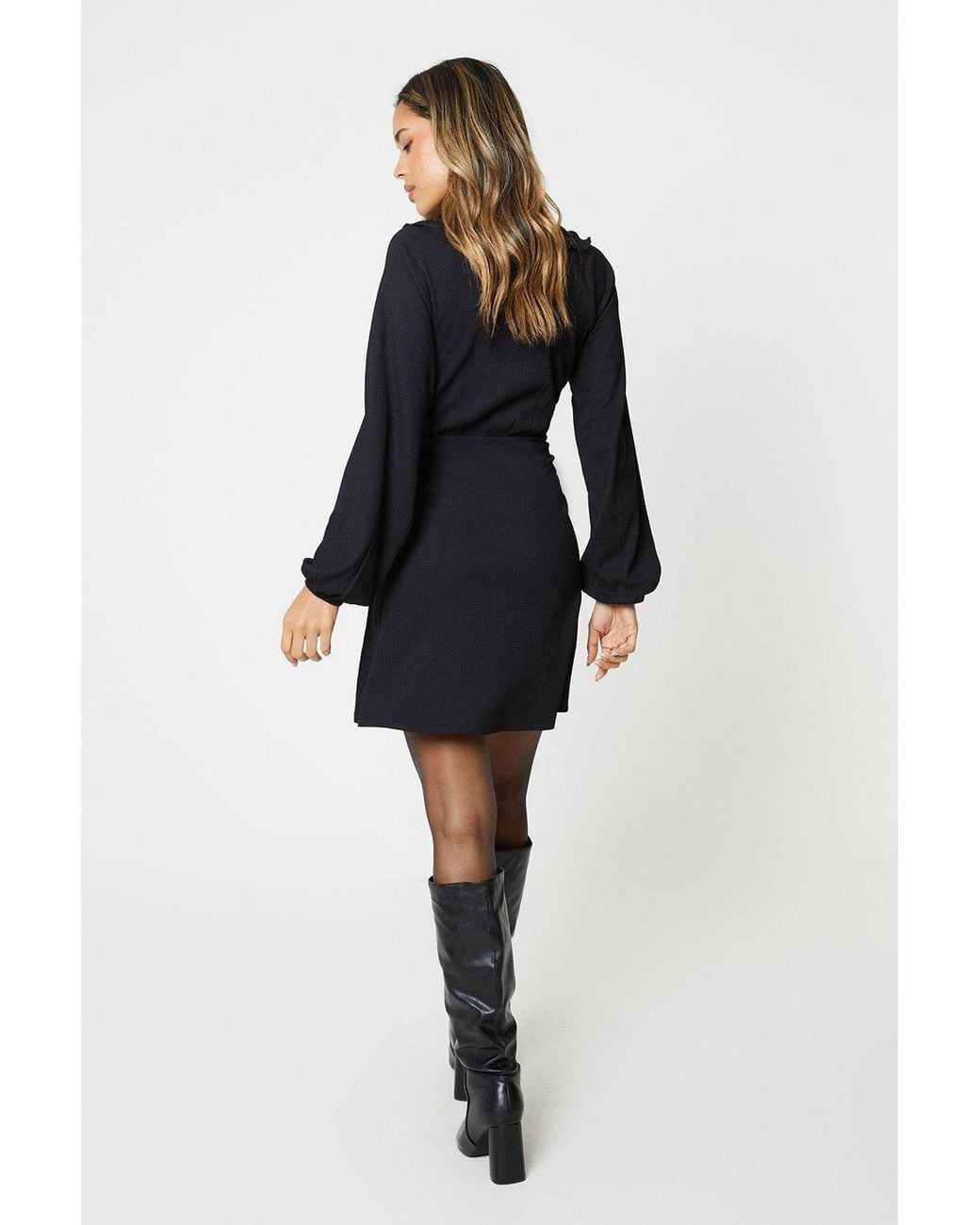 Dorothy Perkins Blue Frill Neck Mini Dress