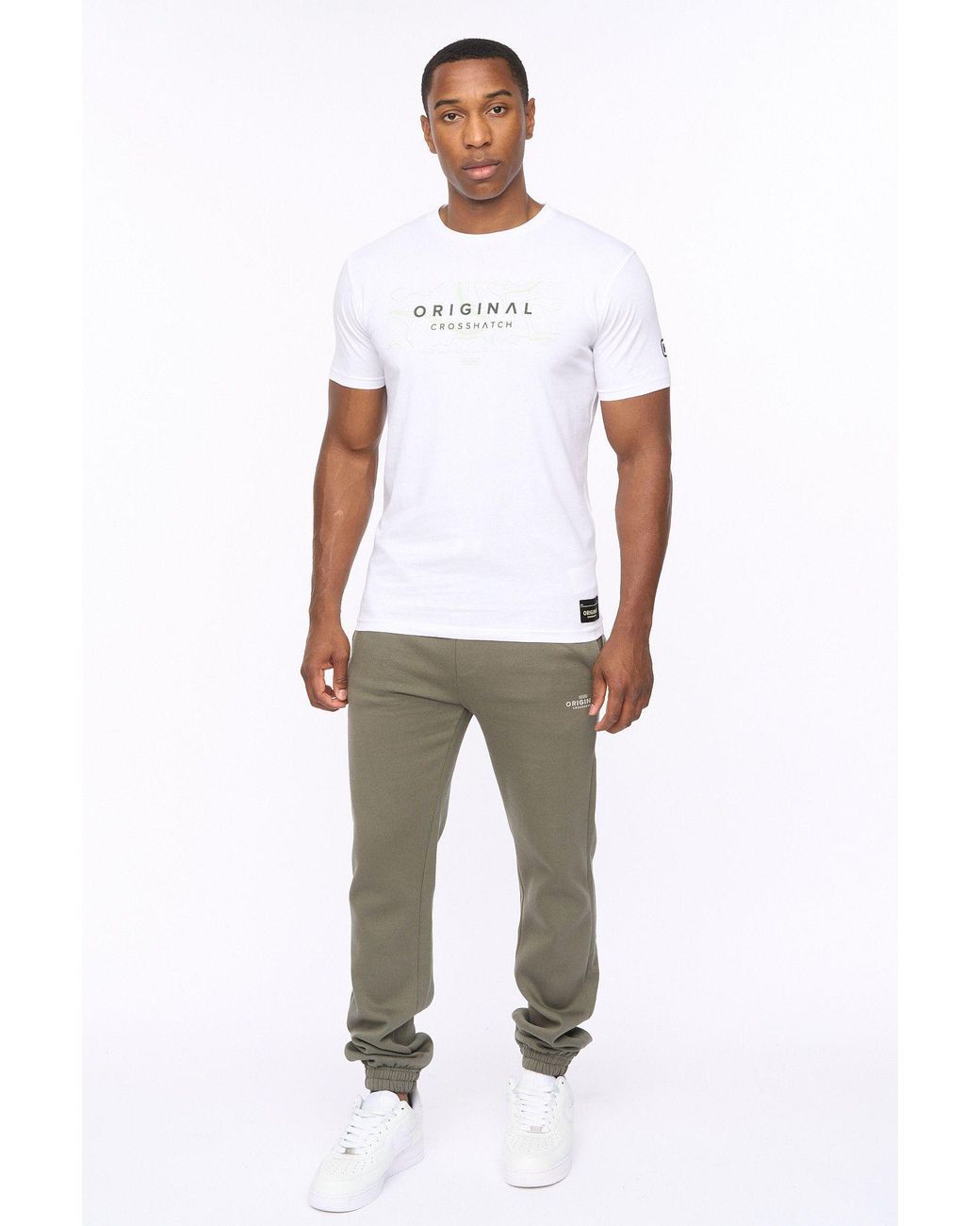 Crosshatch Green Mappedout High-Build Graphic Logo Joggers With Branded Back Pocket for men