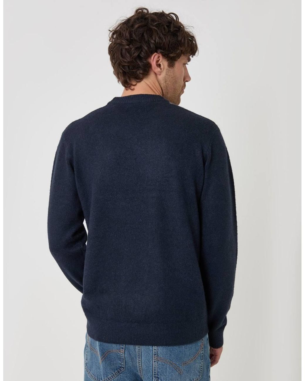 Threadbare Blue Argyle Crew Neck Jumper for men
