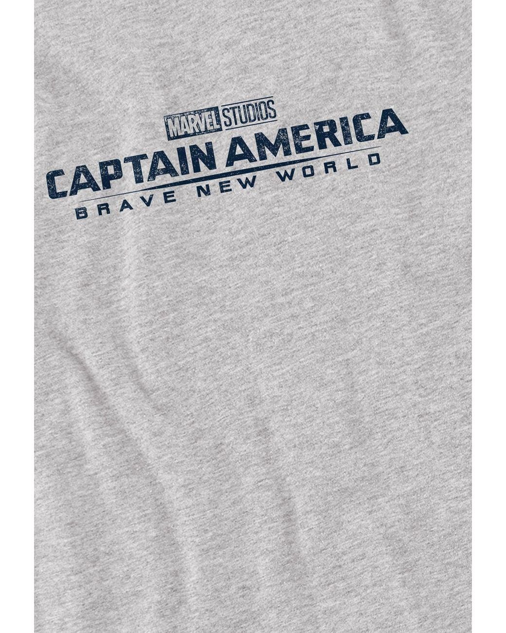 Marvel Gray Captain America Brave New World Distressed Logo Long Sleeve T-Shirt, Athletic Heather