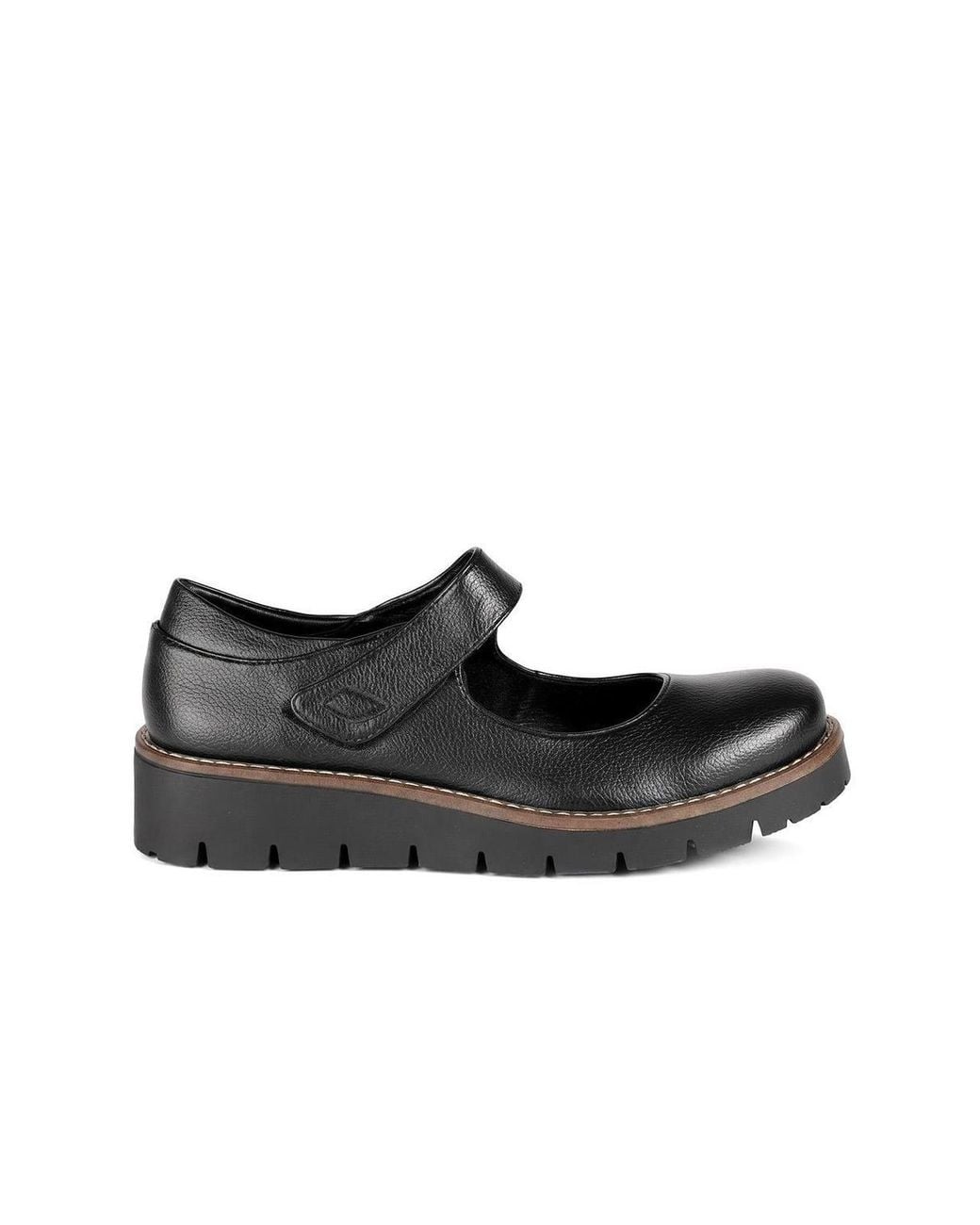 Pavers Black Wedge Heel Touch Fasten Mary Janes