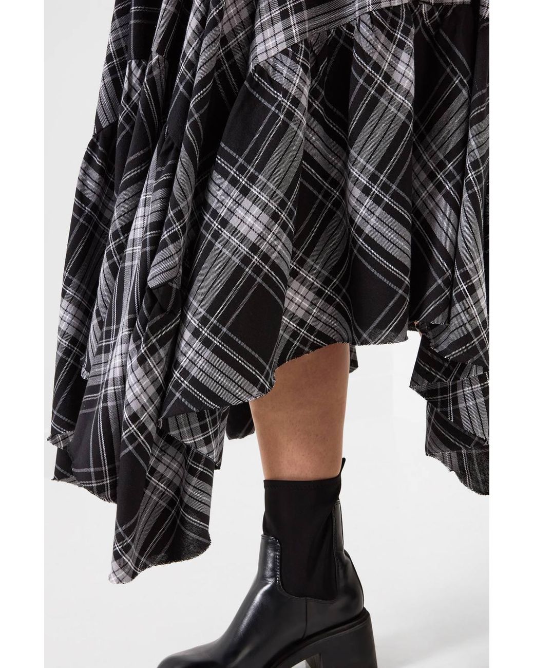 Joe Browns Gray Checked Asymmetric Hem Maxi Skirt