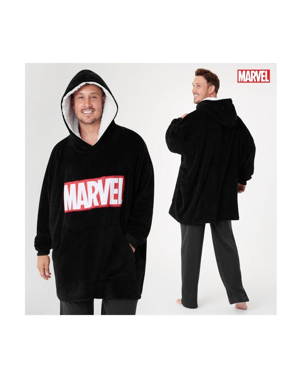 Marvel Black Oversized Poncho for men