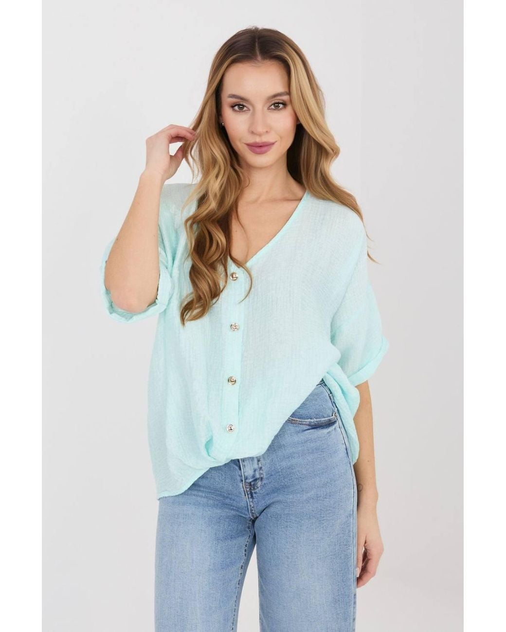 Love Lace White Textured V Neck Short Sleeve Shirt