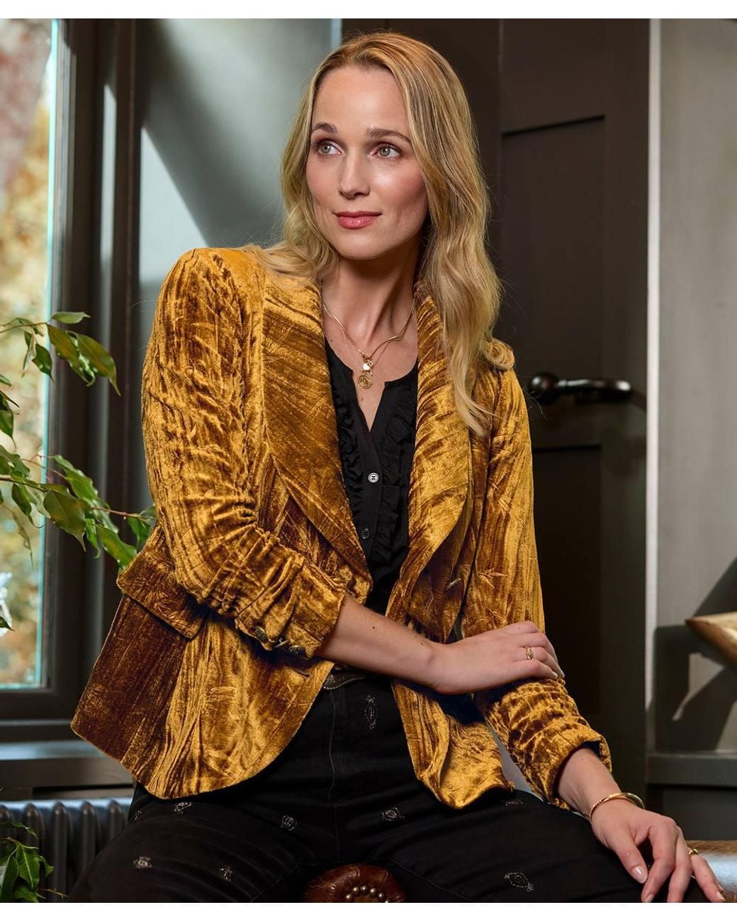 Joe Browns Brown Velour Leaf Print Jacket