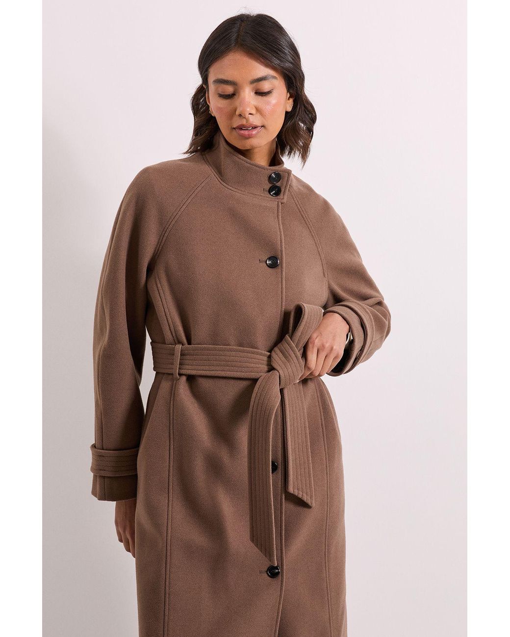 Dorothy Perkins Multicolor Classic Midi Funnel Neck Coat