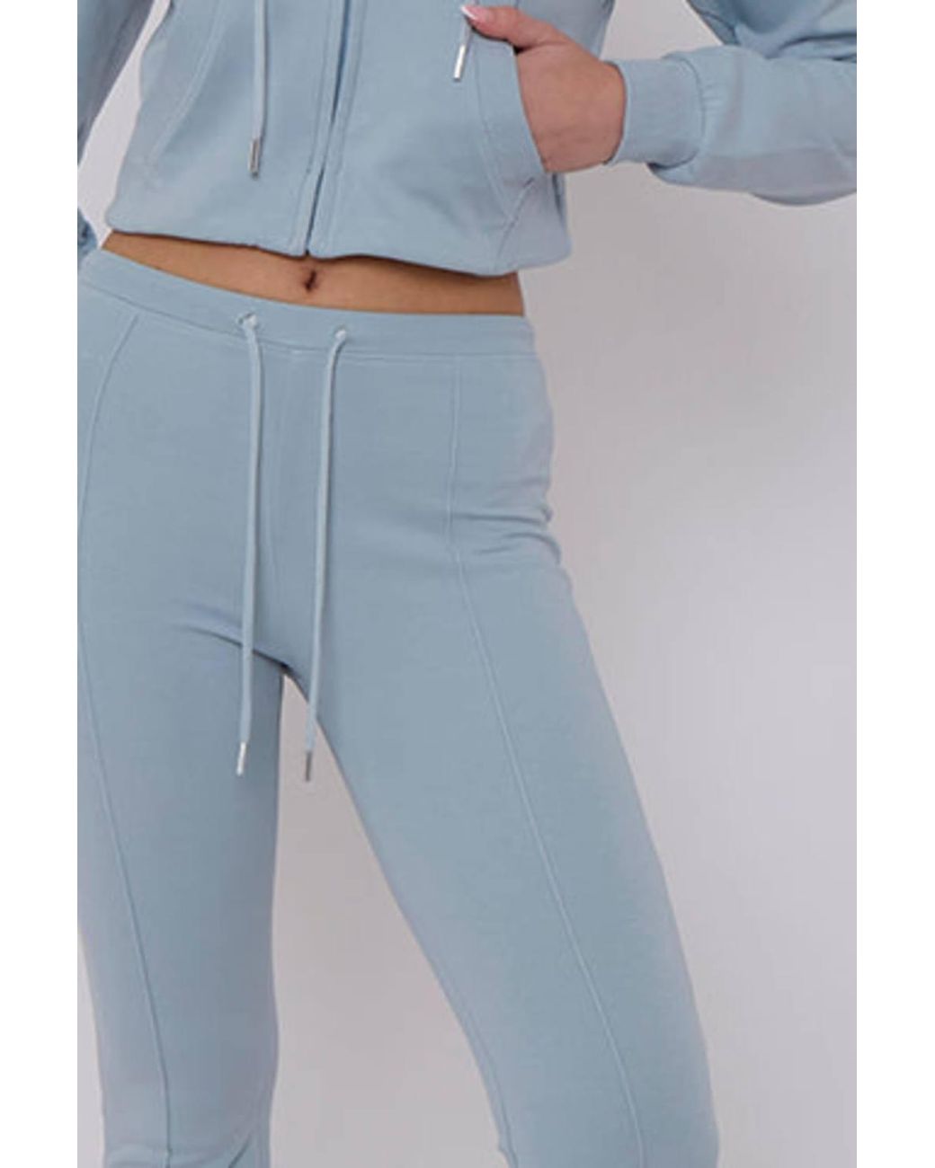 Stylewise Blue Cropped Zip Hoodie & Flared Trouser Set