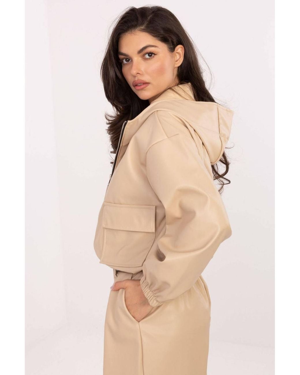Love Lace Natural Stylish Short Zip Jacket With Insulation Pockets