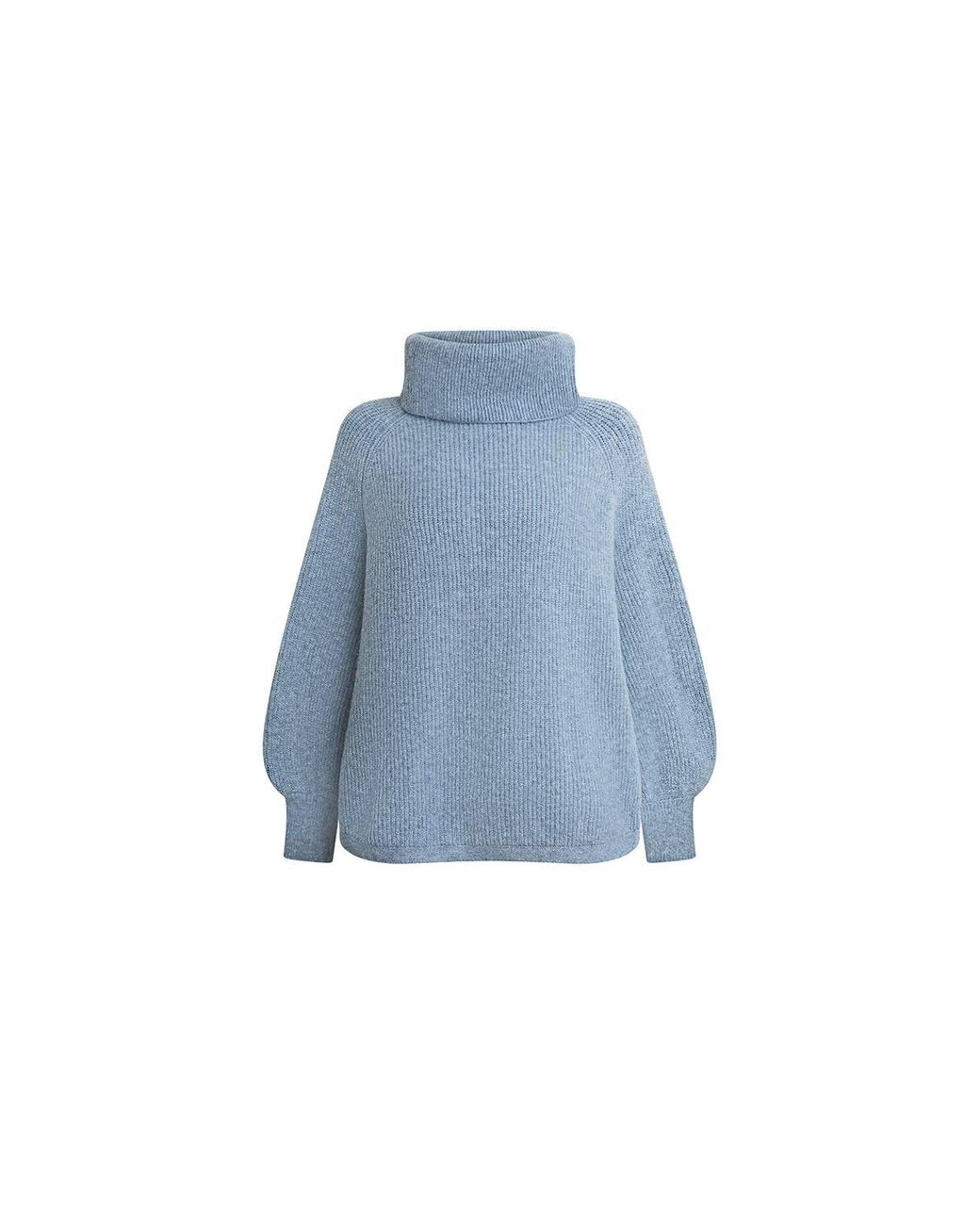 James Lakeland Blue Balloon Sleeve High Neck Jumper