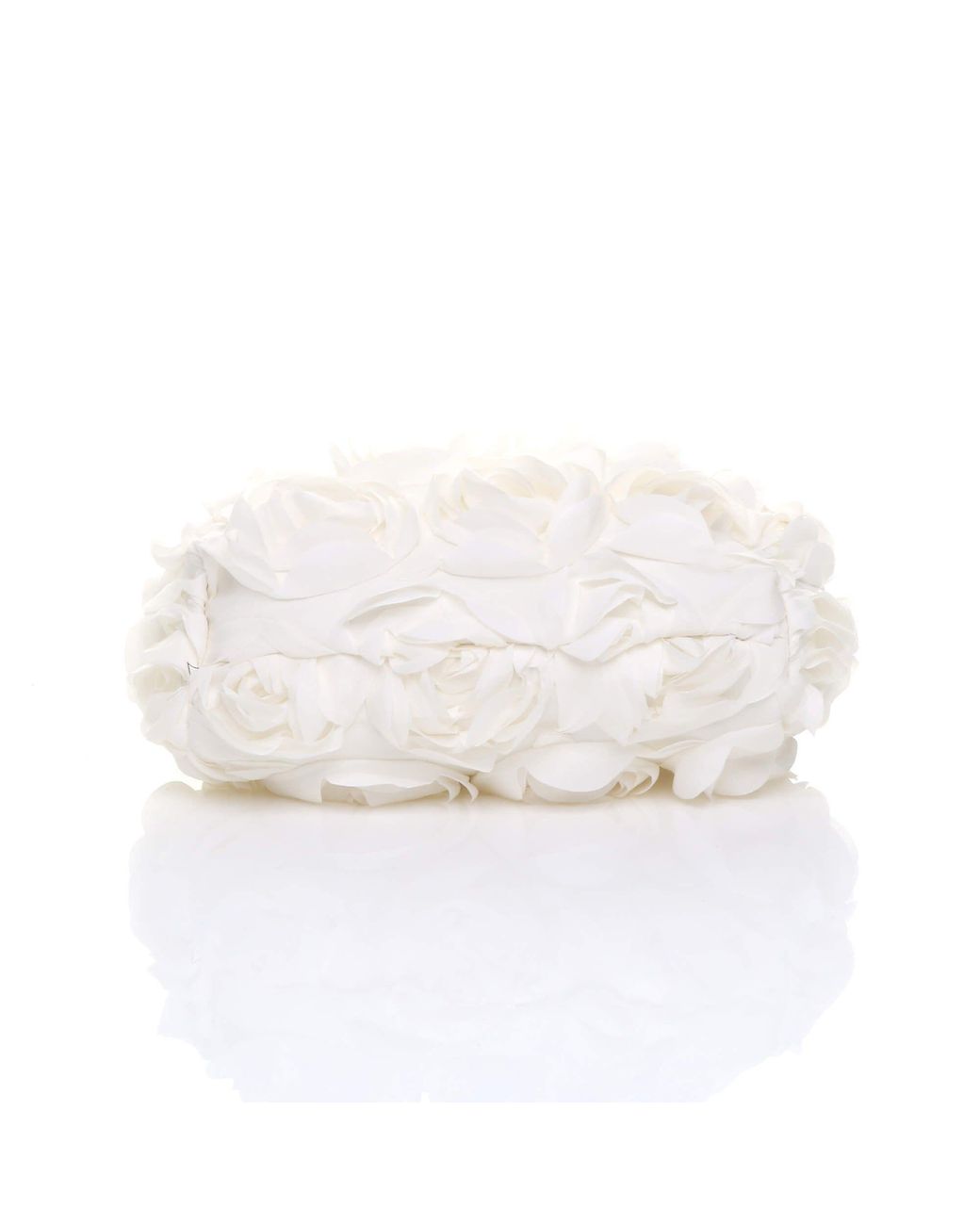 AJVANI White Flower Rose Ruffle Wedding Evening Clutch Bag