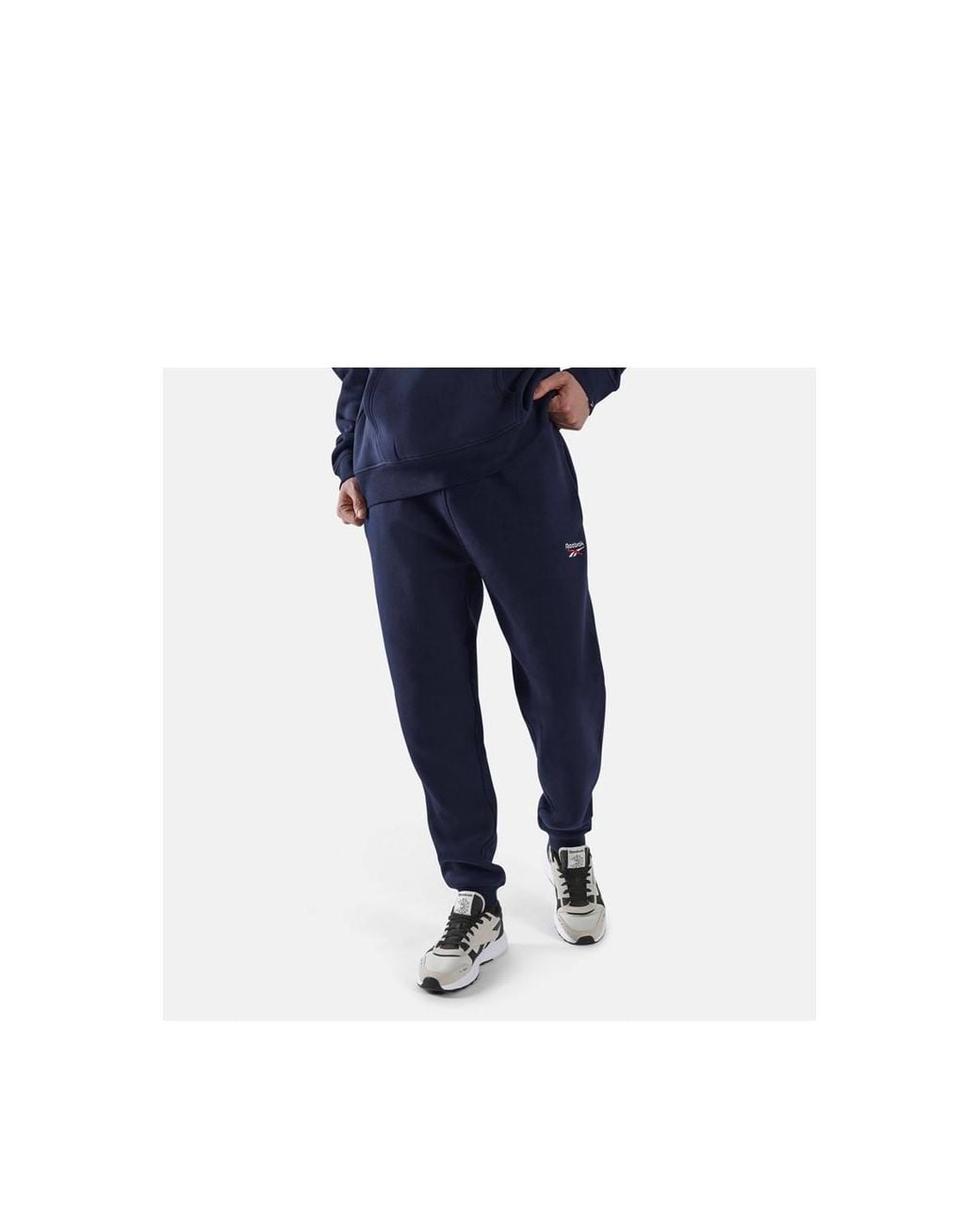Reebok Blue Id 2-Colour Logo Fleece Cuffed Joggers for men