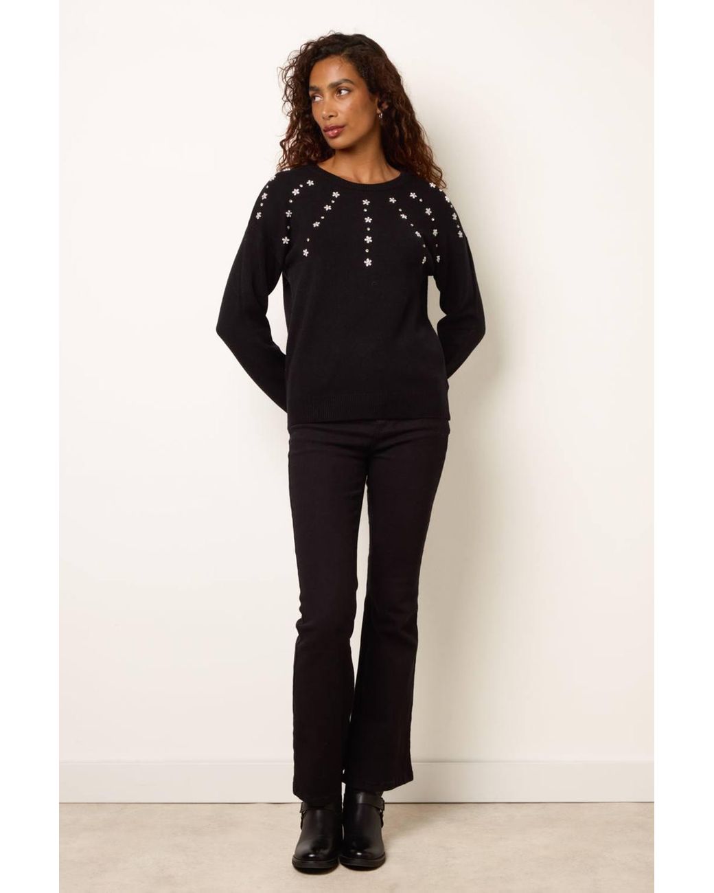 Blue Vanilla Black Long Sleeve Round Neck Jumper