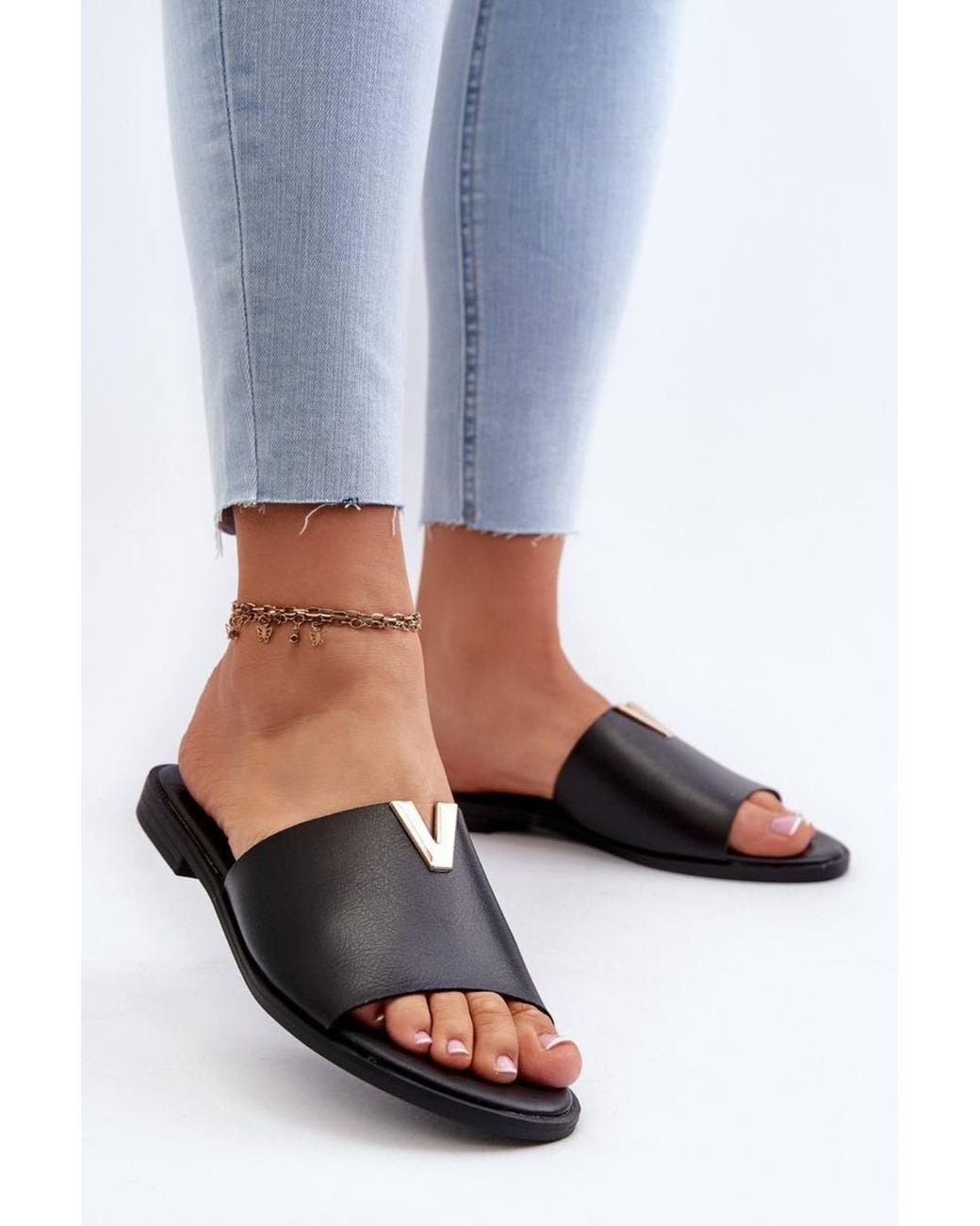 Love Lace Blue Ecological Flip Flops With Flat Heel Summer