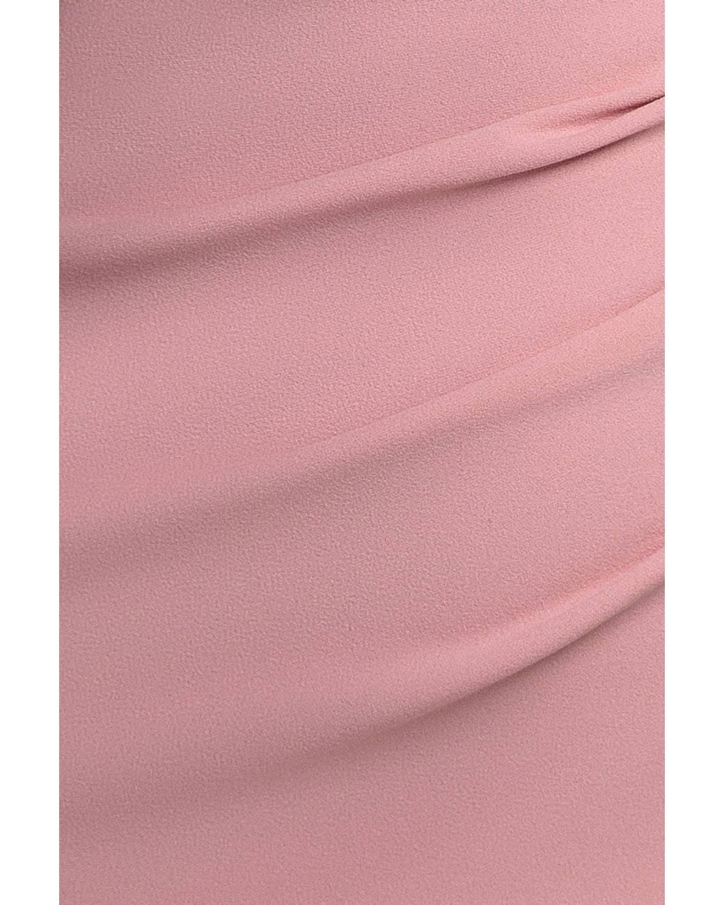 Goddiva Pink Organza Bow One Shoulder Scuba Crepe Maxi Dress