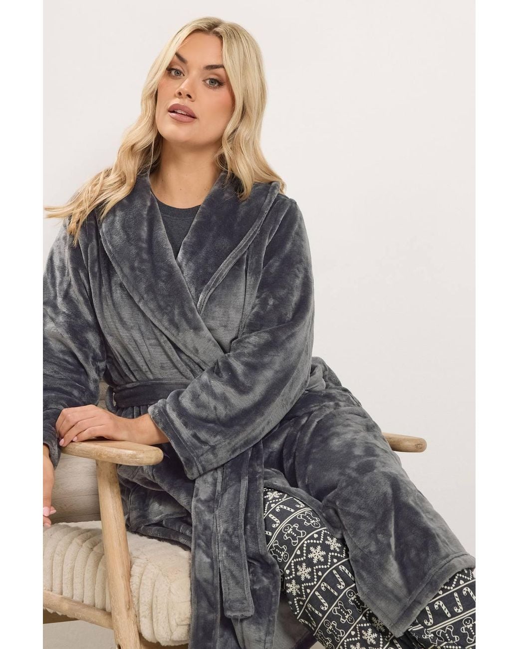 Yours Gray Luxe Dressing Gown