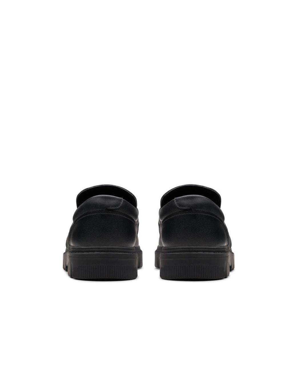 Clarks Black Lorcam Craft Youth Leather Loafers, School Shoes
