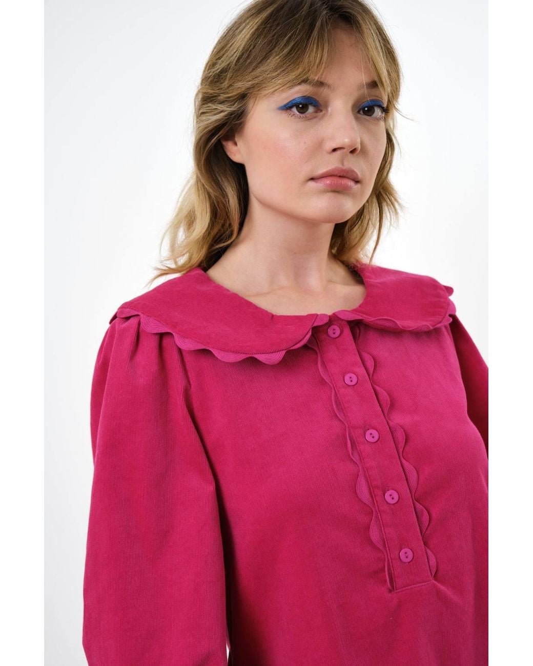 Louche Red Bonny Baby Cord Long Sleeve Mini Dress
