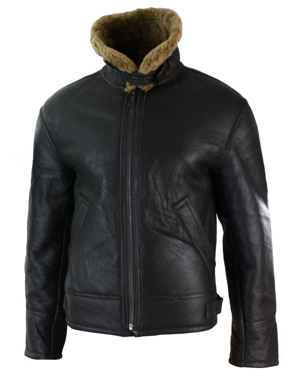TruClothing Green Sherling Sheepskin Cream B3 Pilot Jacket for men