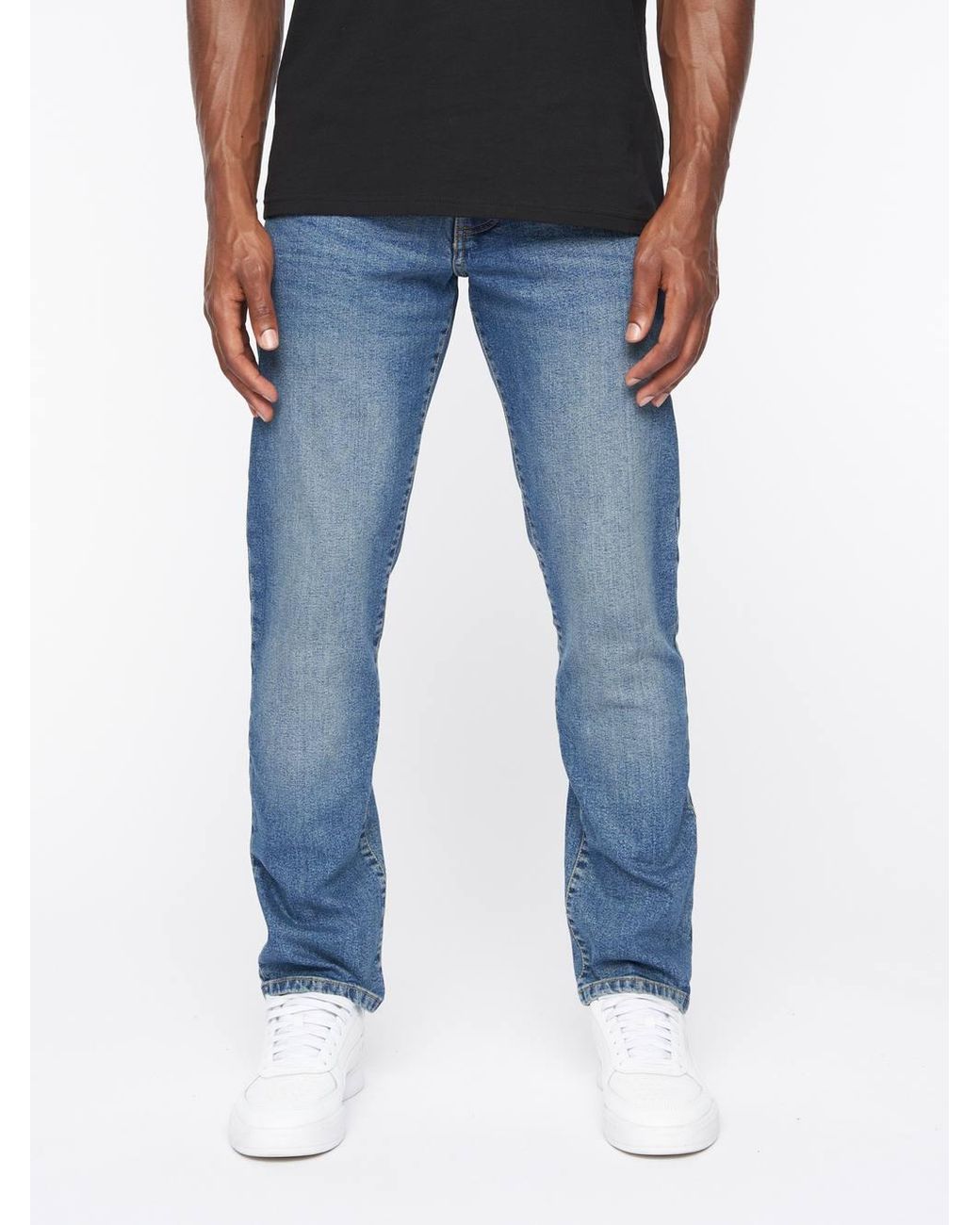 Crosshatch Blue Princed Classic 5-Pocket Cotton Stretch Jeans With Branded Belt for men