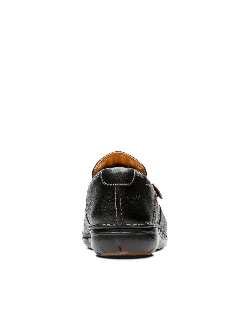 Clarks Black Un Loop Leather Slip Ons