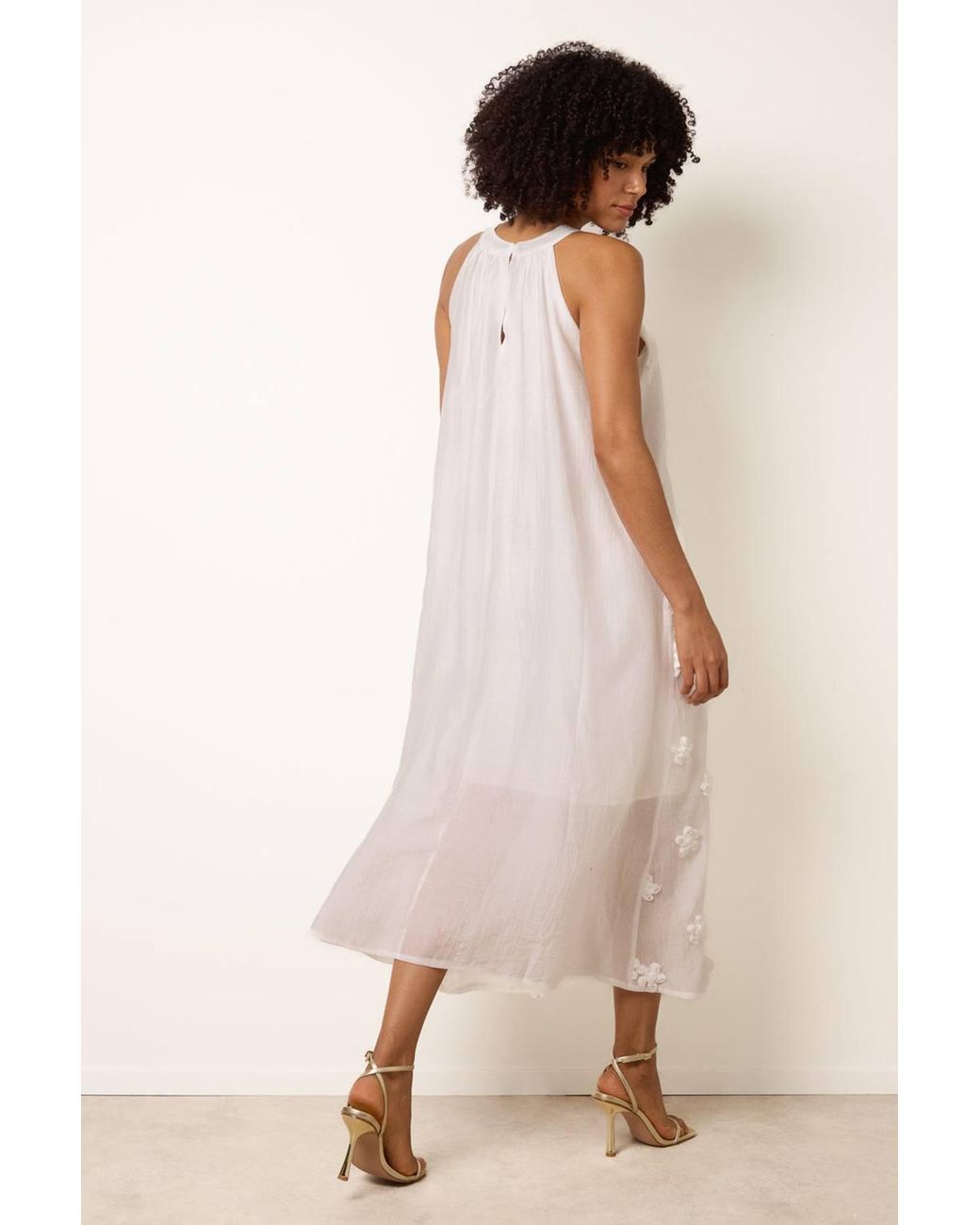 Blue Vanilla Natural Sleeveless Turtleneck Maxi Dress