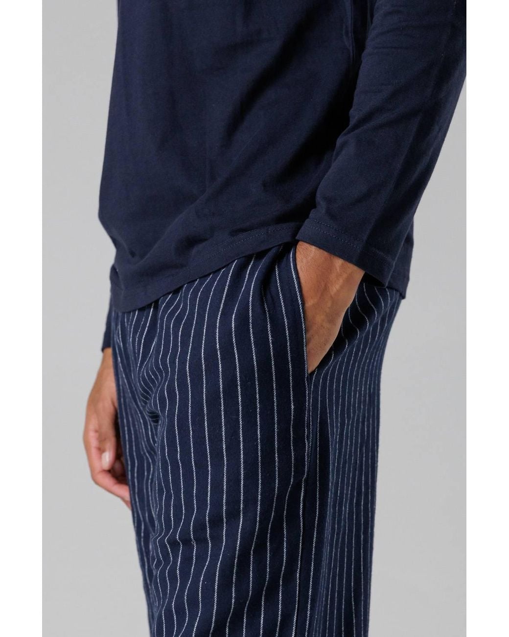 Tokyo Laundry Blue Cotton Crew Neck Pyjama Set for men