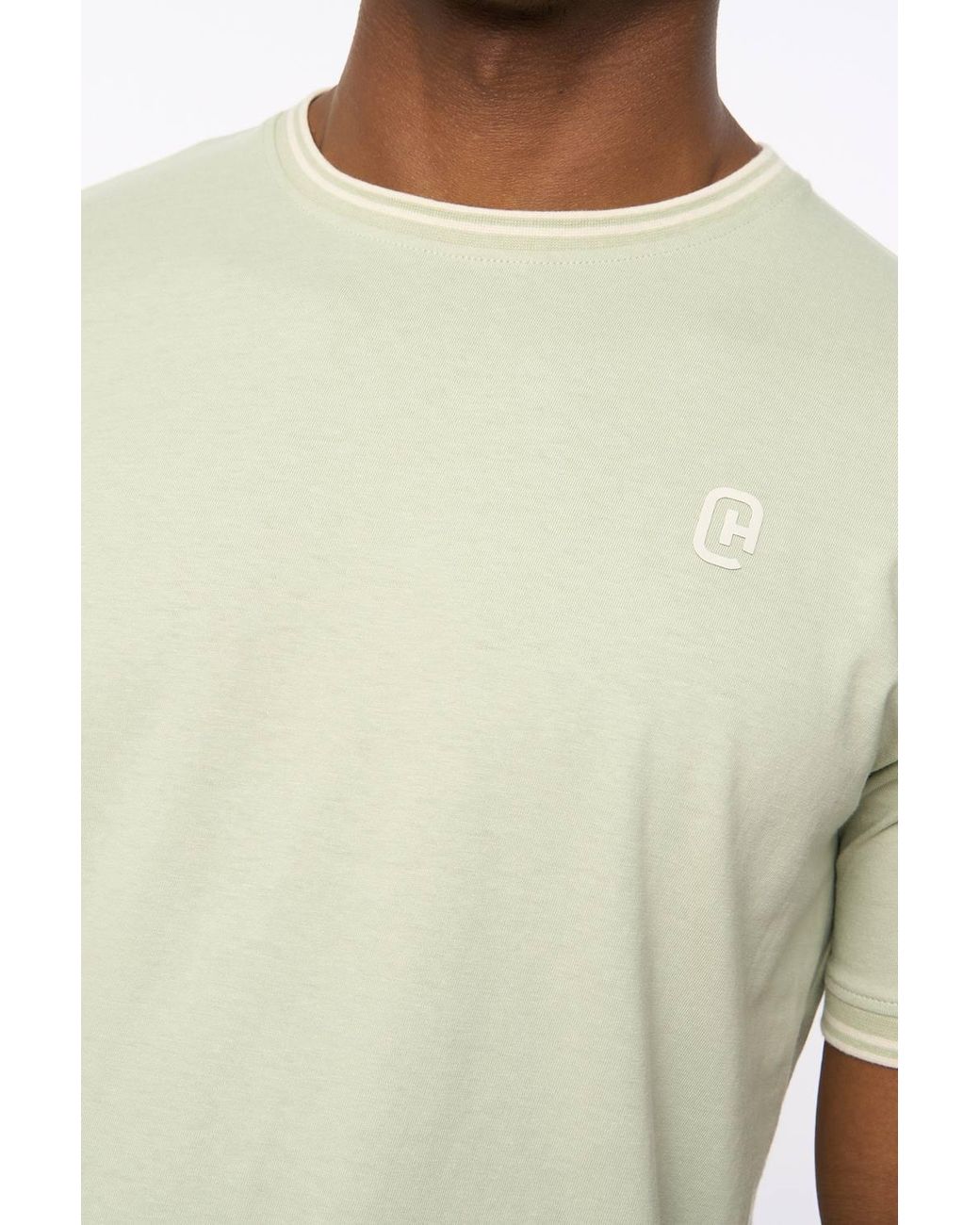 Crosshatch Green Preece Crew Neck Cotton T-Shirt With High Build Logo Print for men