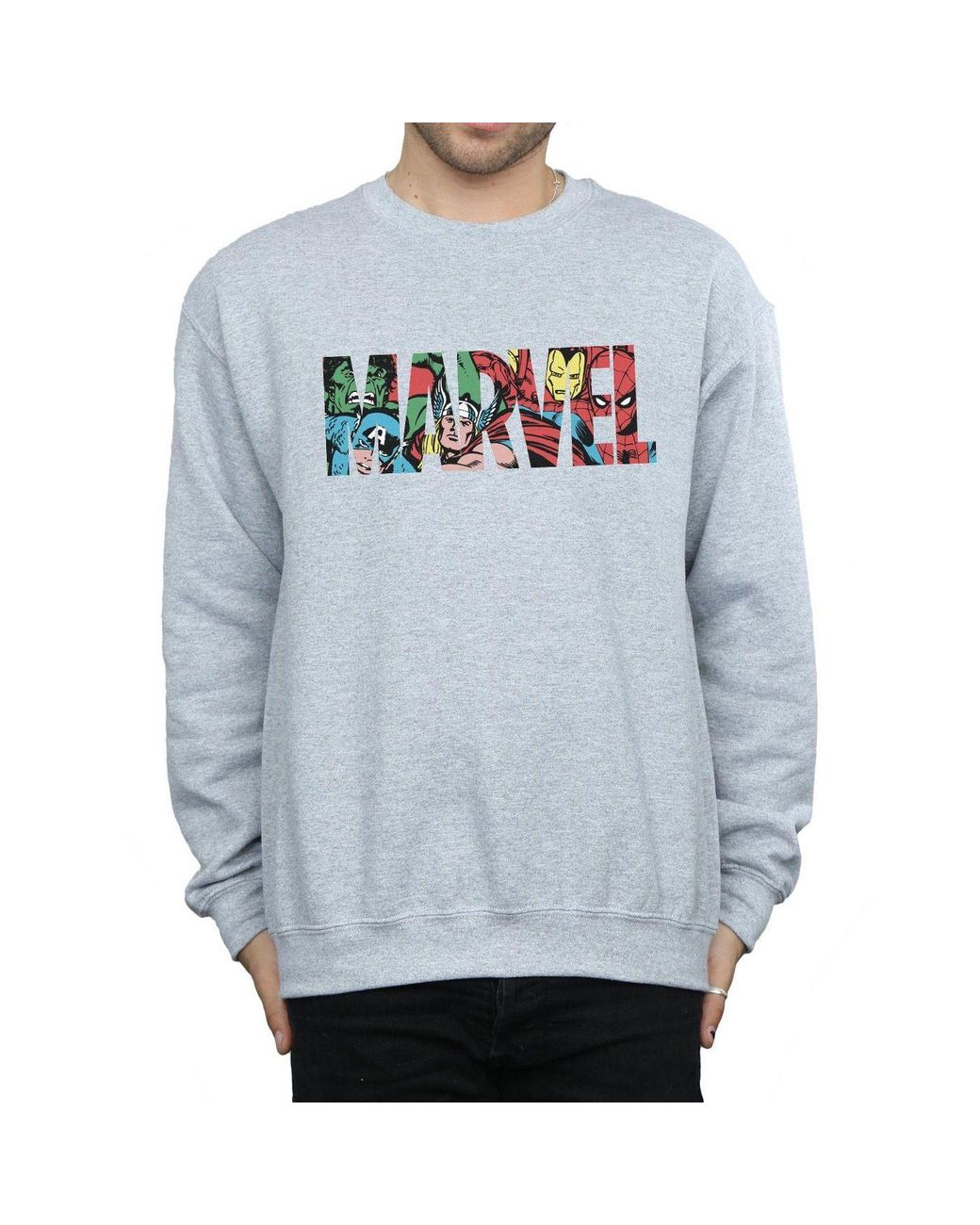 Marvel Comics Blue Infill Logo Sweatshirt for men