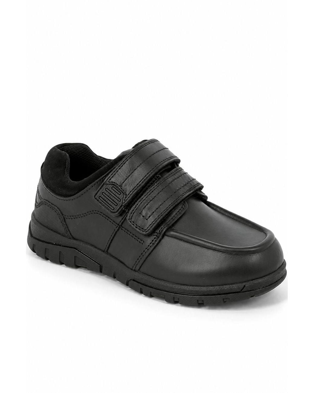 Spot on Black Leather Double Strap Chunky Sole School Shoes for men
