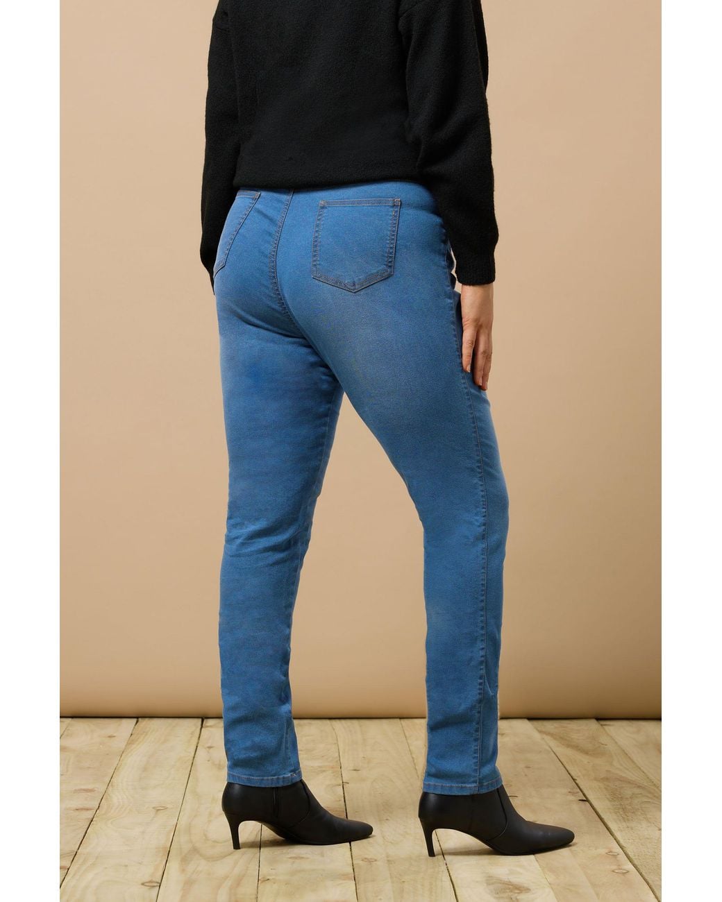 Evans Blue High Waisted Skinny Jeans