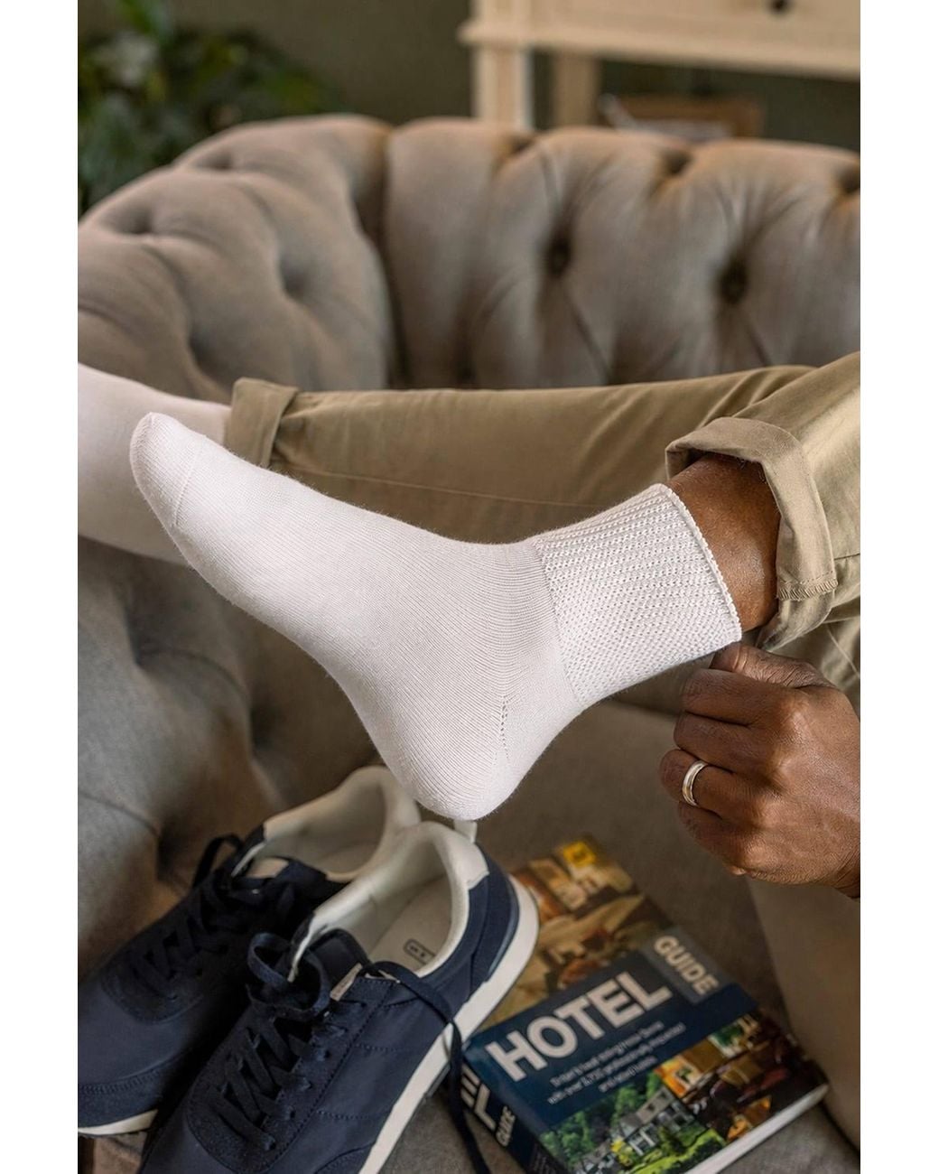 IOMI Black 3 Pack Bamboo Diabetic Ankle Socks Socks for men
