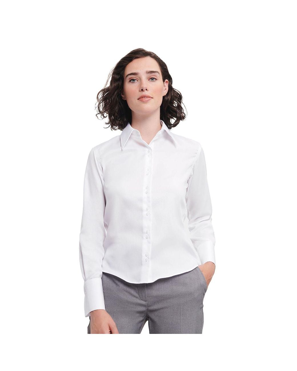 Russell Collection White Ultimate Long-Sleeved Shirt