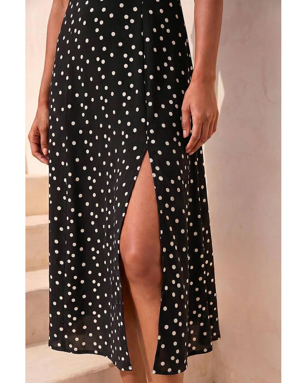 Roman Black Spotted Sweetheart Stretch Midi Dress