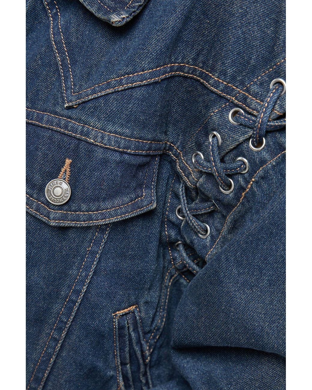 Warehouse Blue Whipstitch Detail Washed Denim Jacket