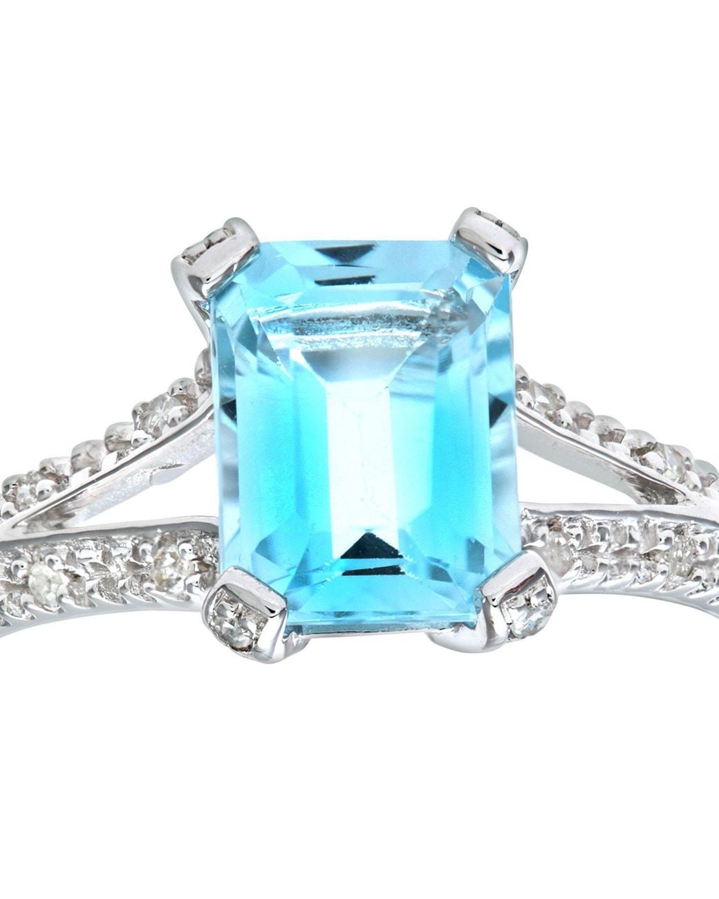 Jewelco London Blue 9Ct Diamond Emerald Cut 2Ct Topaz Solitaire Ring