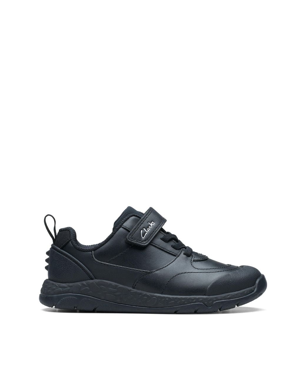 Clarks Blue Steggy Stride Kid Leather Trainers, Riptape, School Shoes