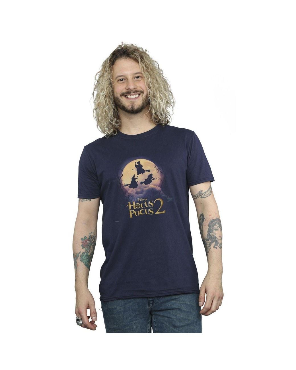 Disney Blue Hocus Pocus Witches Flying T-Shirt for men