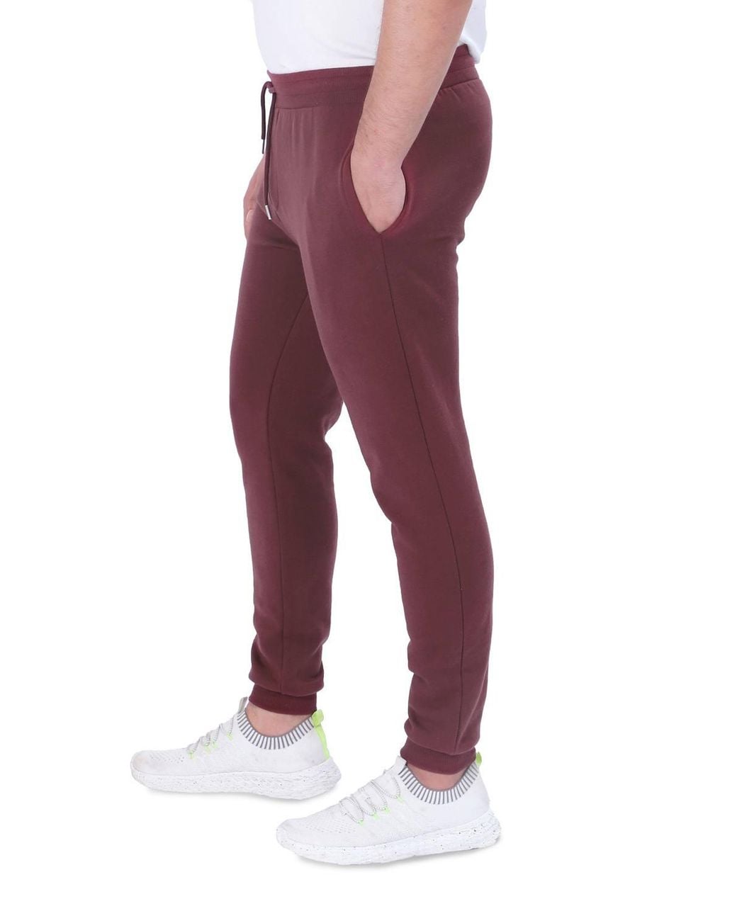 Smart Living Red Slim Leg Joggers With Cuffed Hem & Pockets for men