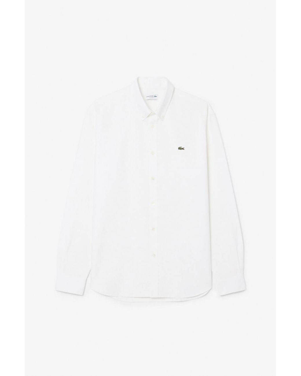 Lacoste White Long Sleeve Oxford Shirt for men