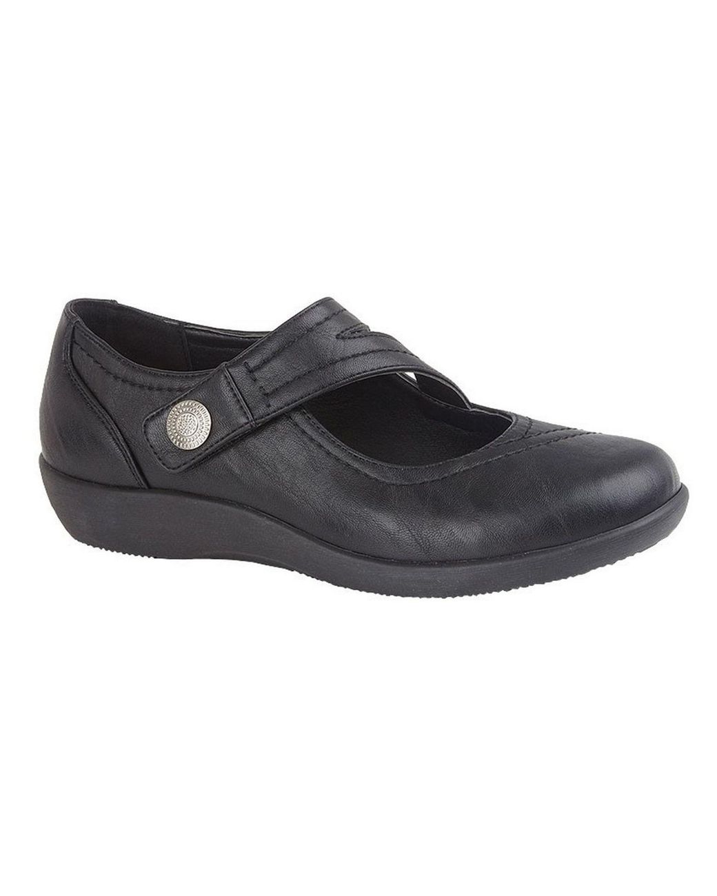 Boulevard Black X Wide Ee Fit Touch Fastening Bar Shoe