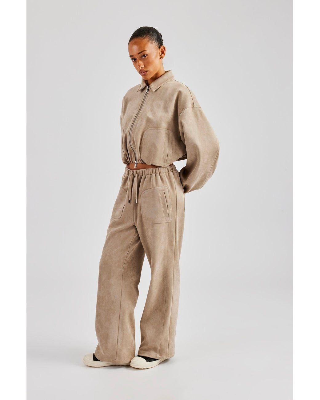CERNUCCI Natural Suede Collared Bomber Jacket