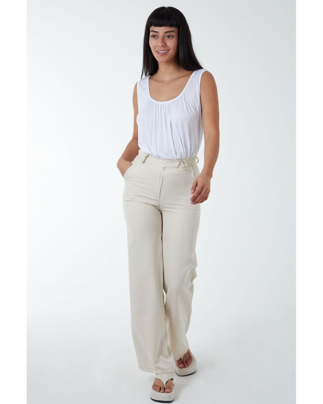 Blue Vanilla White Wide Leg Formal Trouser