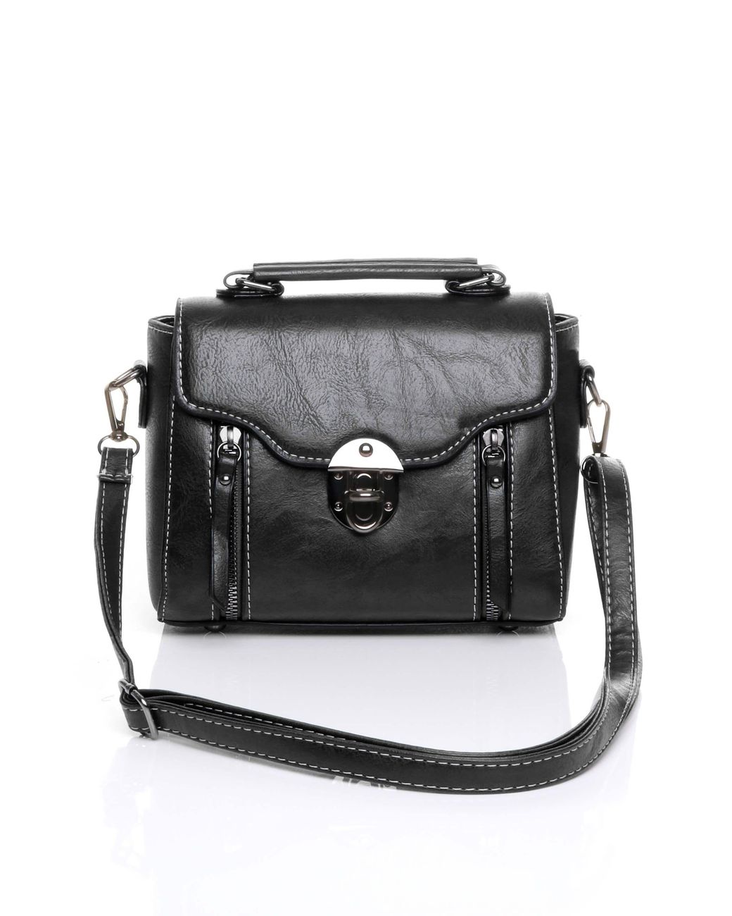 AJVANI Black Everyday Smart Casual Crossbody Flap Bag