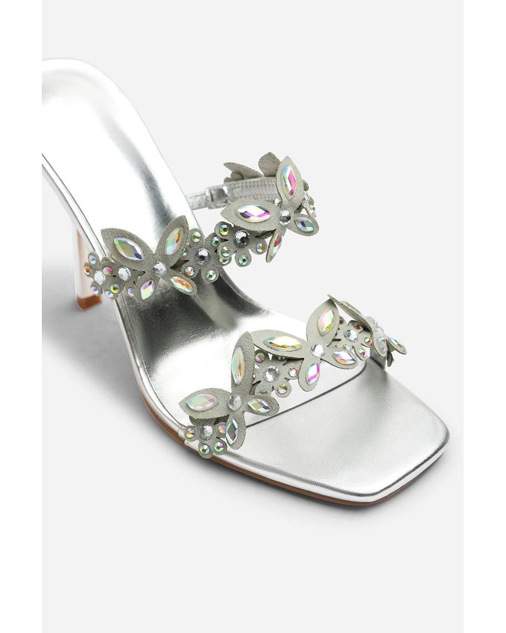 Where's That From Brown Dazira Cut Out Flower Trim Detail Heeled Mules