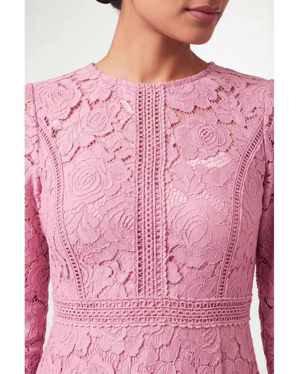 Wallis Pink Petite Lace Fit & Flare Midi Dress