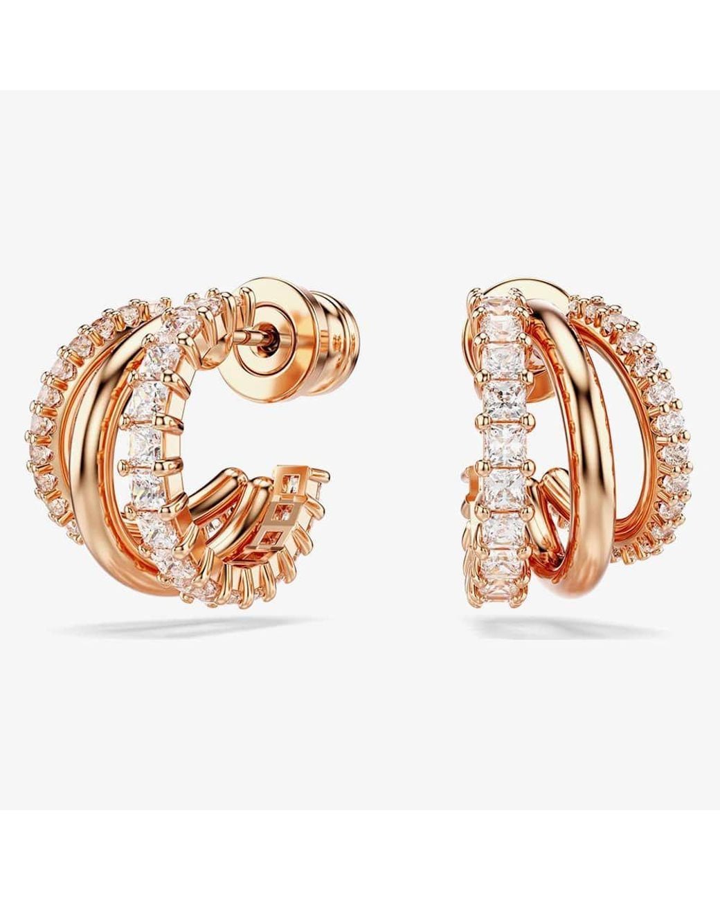 Swarovski Metallic Hyperbola Rose Tone Plated Mini Half Hoop Earrings 5698702