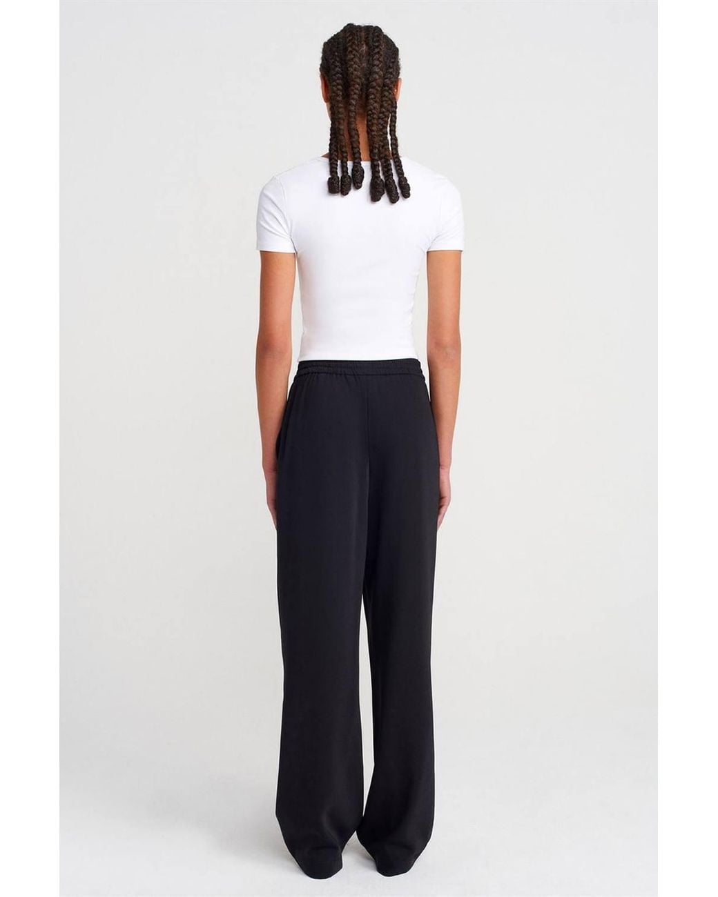 Dilvin Blue Wide-Leg Crepe Trousers