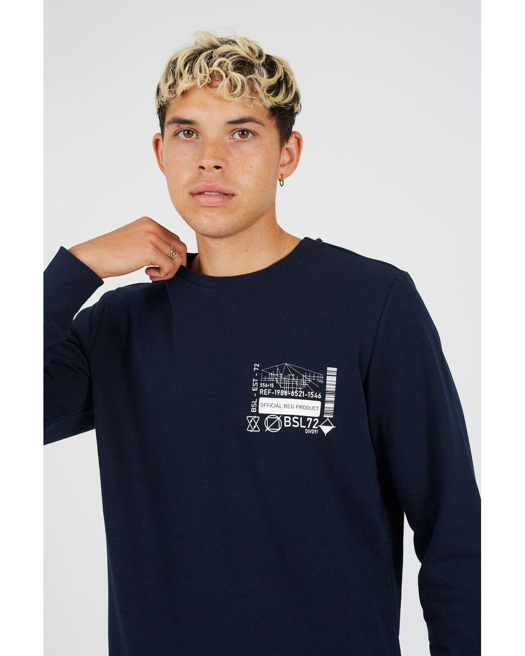 Brave Soul Blue Graphic Print Sweatshirt for men