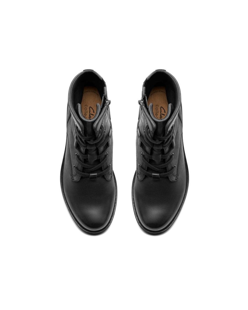 Clarks Black Hearth Parker Leather Ankle Boots, Lace Up