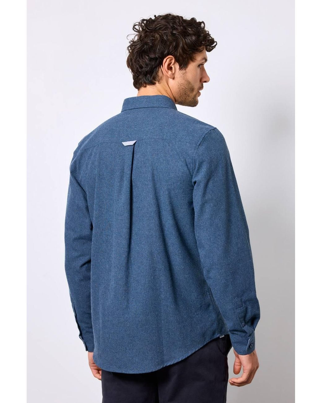 MAINE Blue Brushed Cotton Long Sleeve Shirt for men